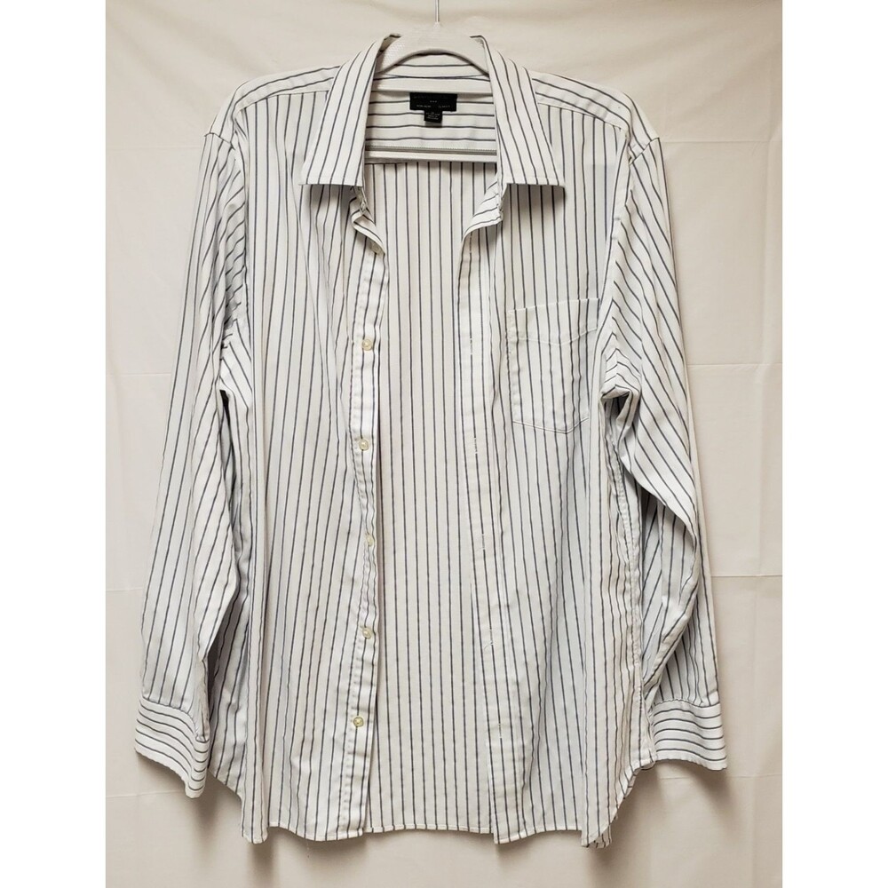 Banana Republic Mens White and Blue Stripe Woven 100% Cotton Slim Fit Sz XL NWOT